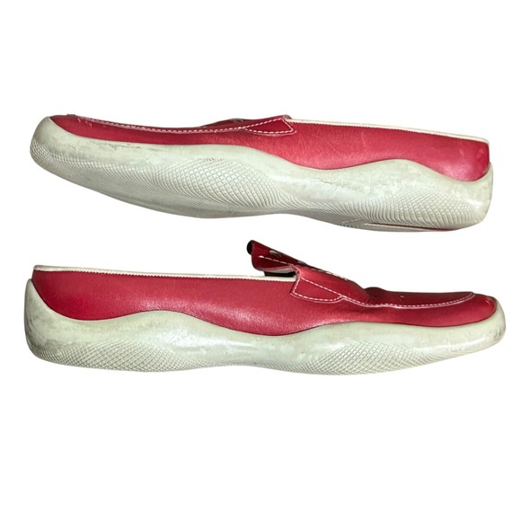 Prada Leather Mule Slip-on Slides Shoes Women 36/6 Red Gray Made in Italy - Picture 8 of 16